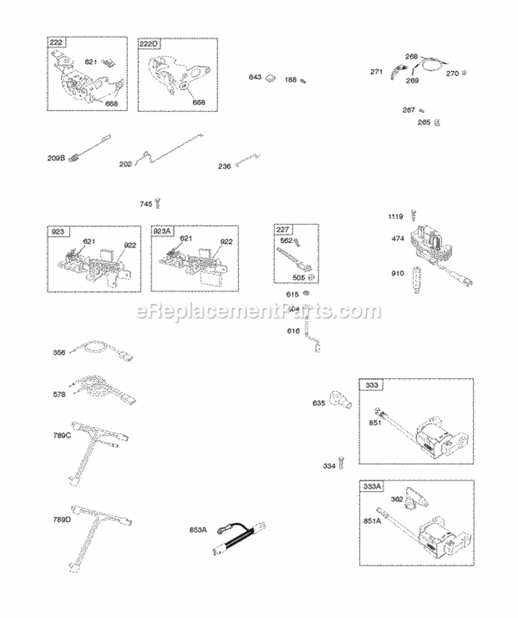 Blower Housing Controls Flywheel Brake Governor Spring Ignition Diagram and Parts List for 128L02-0121-F2  Briggs and Stratton Engine